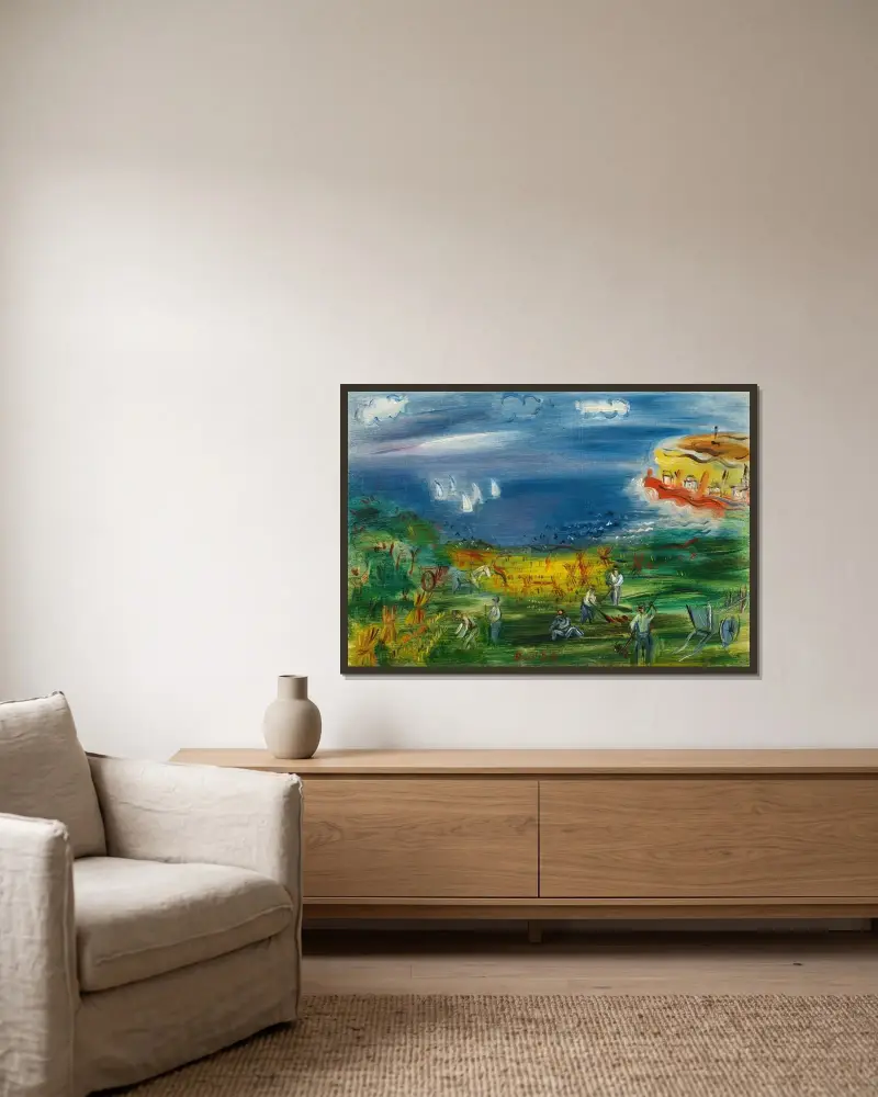 Viken vid Sainte-Adresse av Raoul Dufy inramad på en vägg