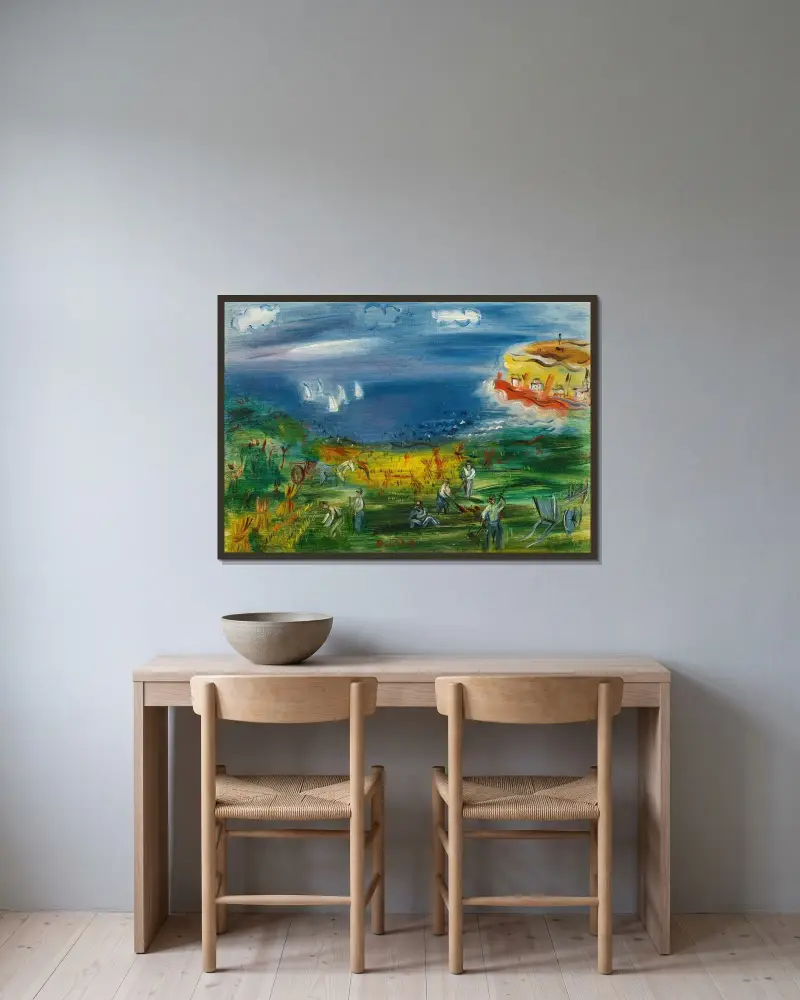Viken vid Sainte-Adresse av Raoul Dufy inramad på en vägg
