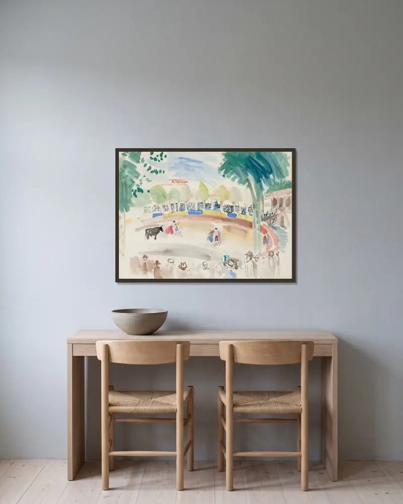 La corrida av Raoul Dufy inramad på en vägg