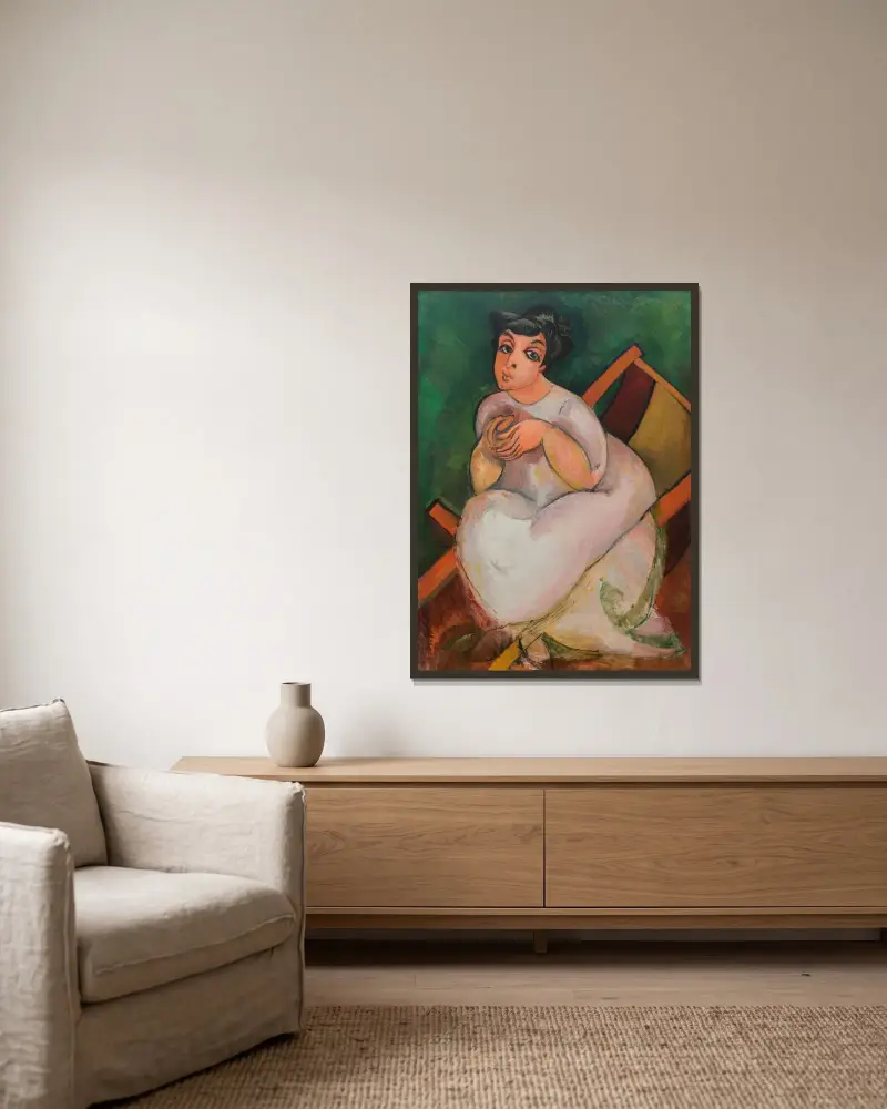 Damen i rosa av Raoul Dufy inramad på en vägg