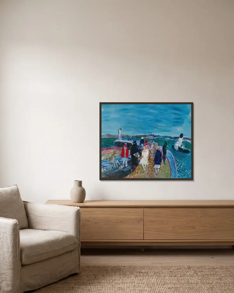 Järnvägsbron vid Honfleur av Raoul Dufy inramad på en vägg