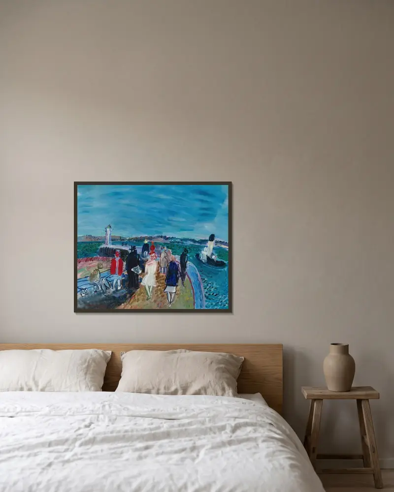 Järnvägsbron vid Honfleur av Raoul Dufy inramad på en vägg