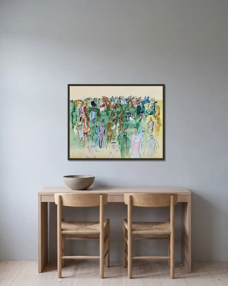 La Pelouse av Raoul Dufy inramad på en vägg