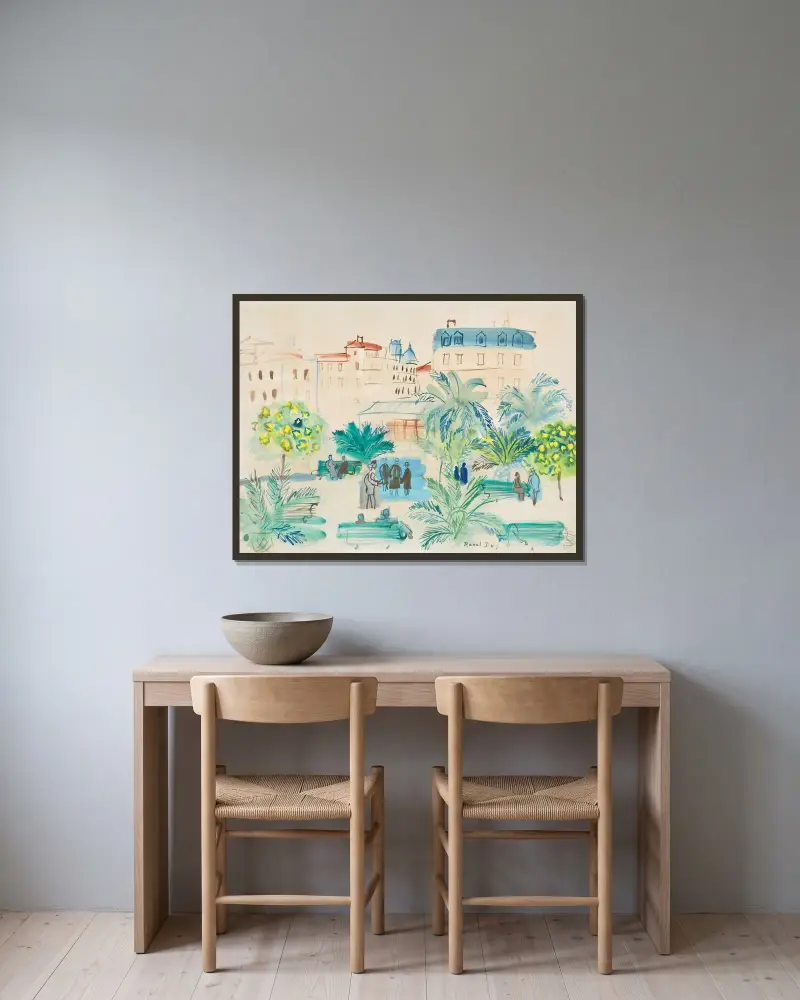 La place Arago av Raoul Dufy inramad på en vägg