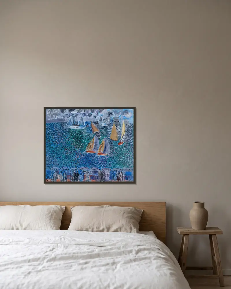 Promenad vid havet av Raoul Dufy inramad på en vägg