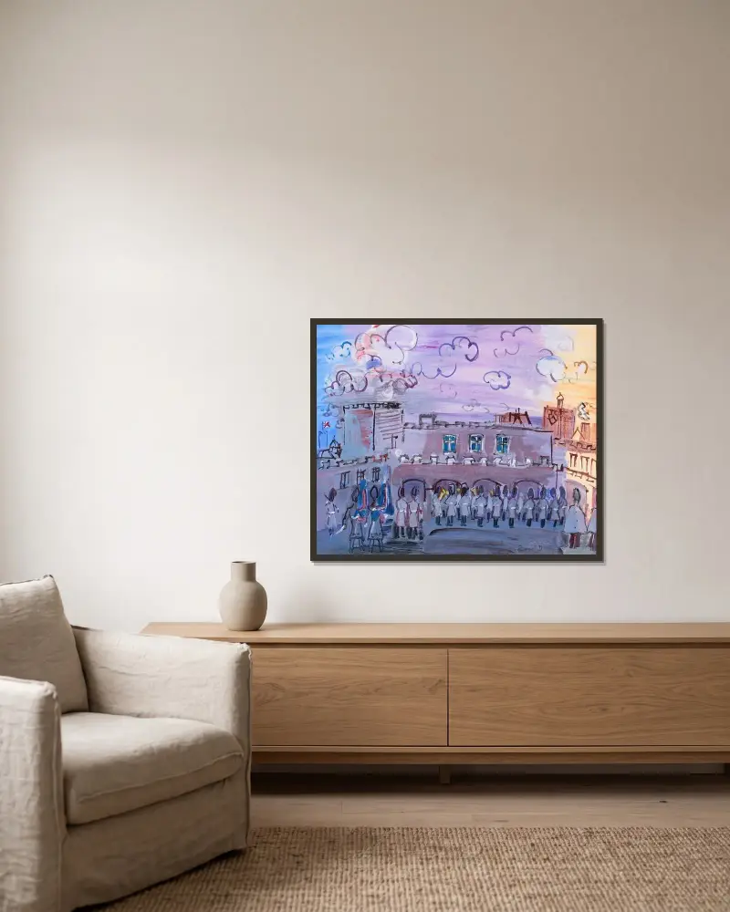 Vaktavlösningen vid Saint James's Palace av Raoul Dufy inramad på en vägg