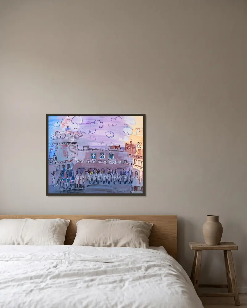 Vaktavlösningen vid Saint James's Palace av Raoul Dufy inramad på en vägg