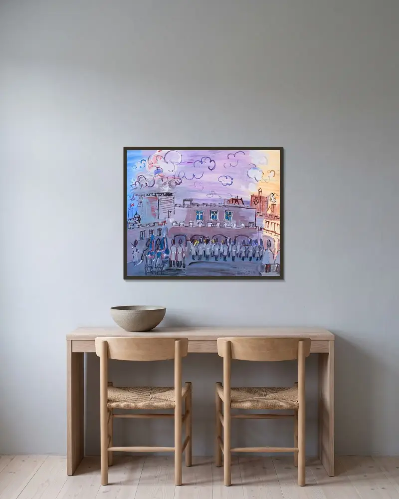 Vaktavlösningen vid Saint James's Palace av Raoul Dufy inramad på en vägg