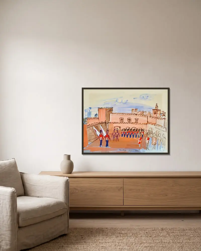 Vaktavlösningen av Raoul Dufy inramad på en vägg