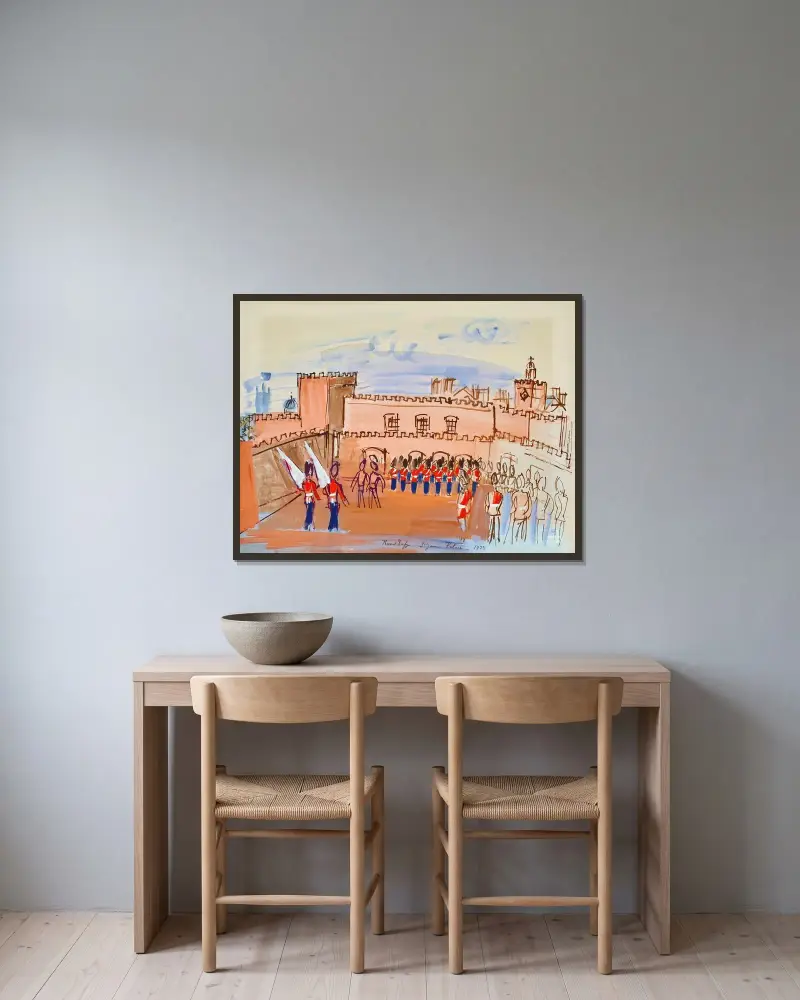 Vaktavlösningen av Raoul Dufy inramad på en vägg