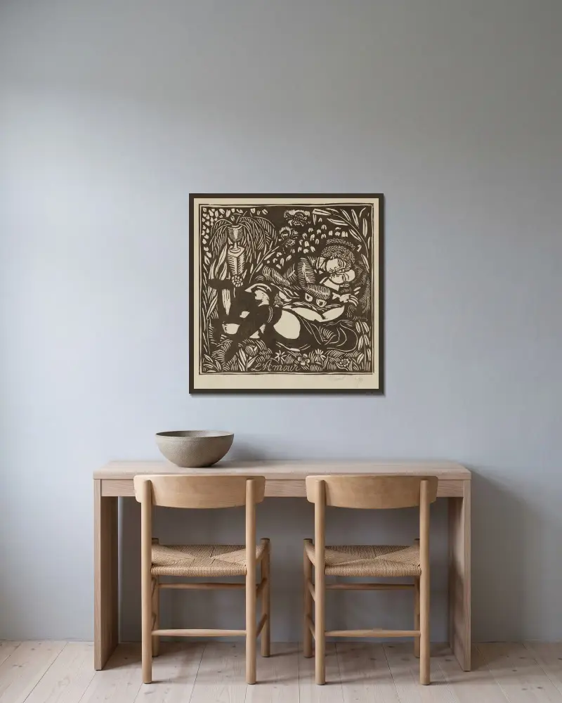 L’Amour av Raoul Dufy inramad på en vägg