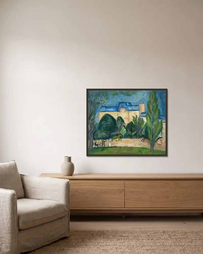 L’Avenue du Bois av Raoul Dufy inramad på en vägg