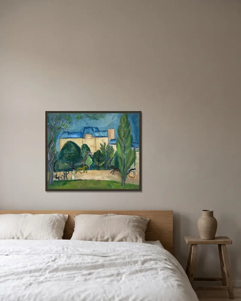 L’Avenue du Bois av Raoul Dufy inramad på en vägg