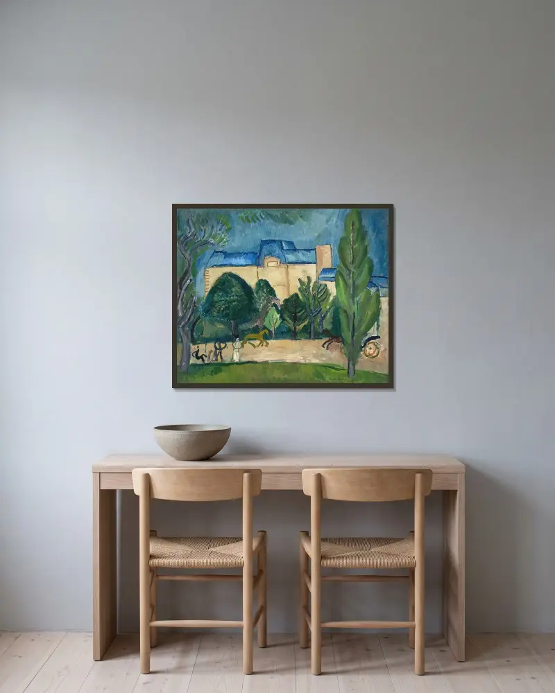 L’Avenue du Bois av Raoul Dufy inramad på en vägg