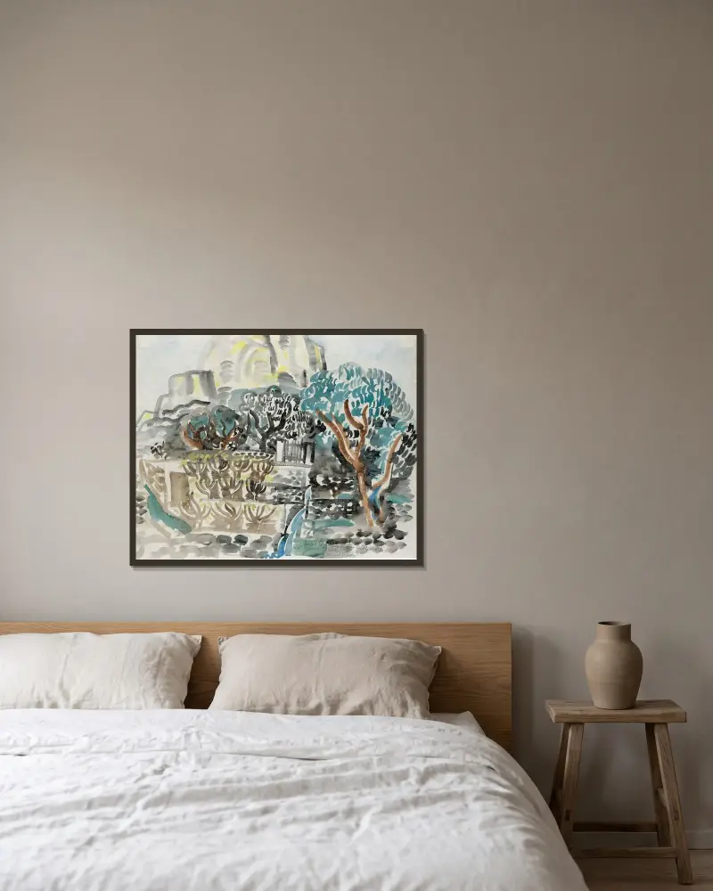 Le Baou de Saint-Jeannet av Raoul Dufy inramad på en vägg