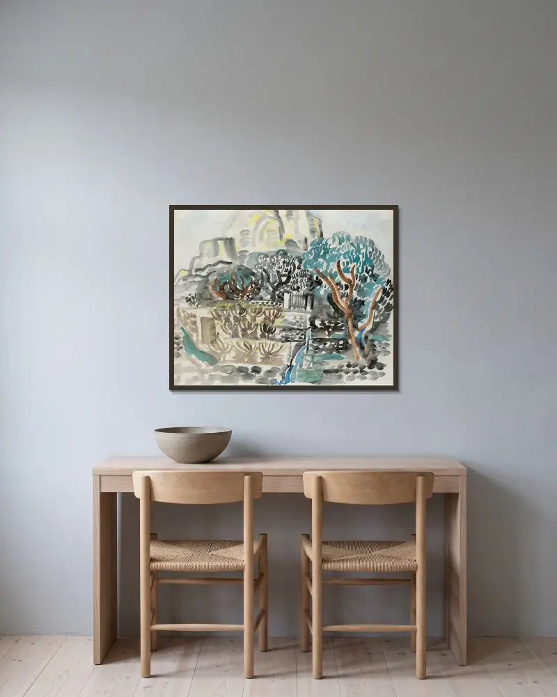 Le Baou de Saint-Jeannet av Raoul Dufy inramad på en vägg
