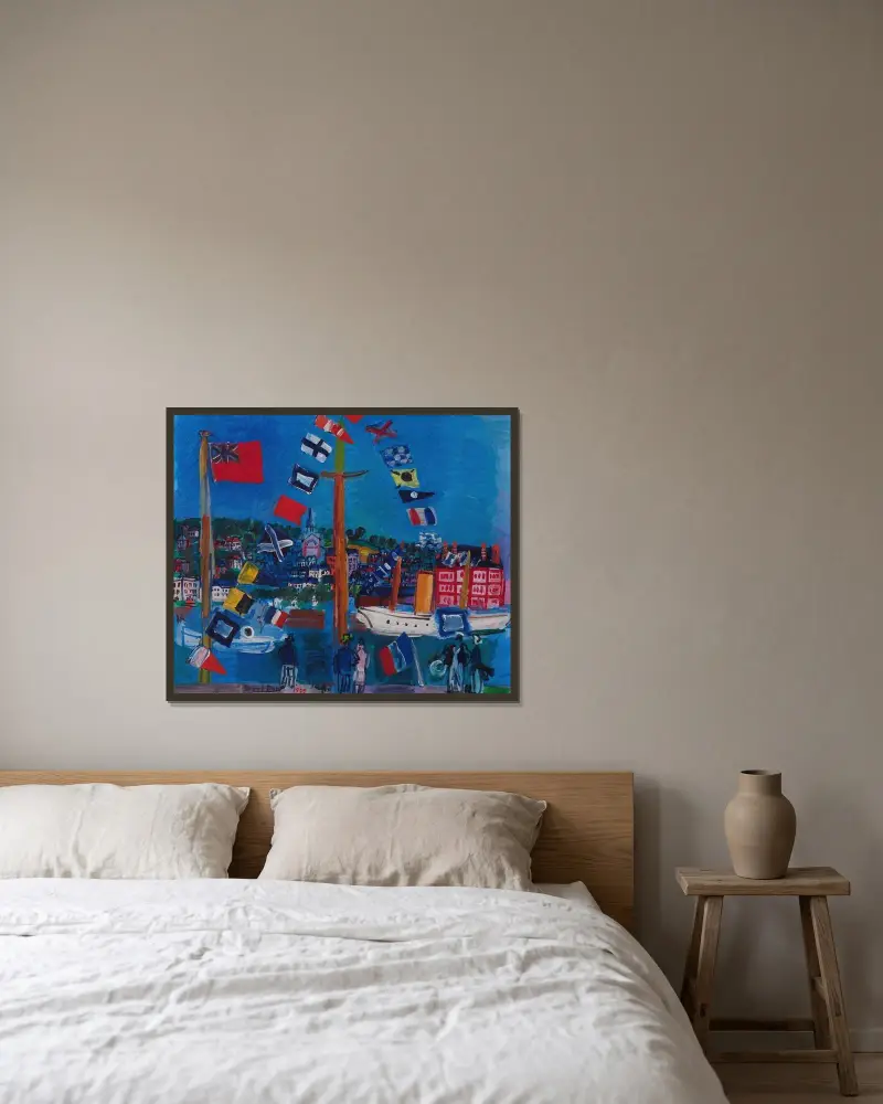 Bassängen i Deauville av Raoul Dufy inramad på en vägg
