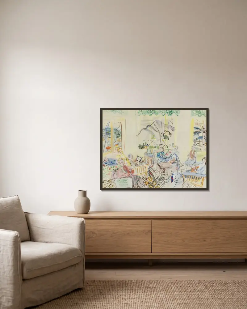 »Le Casot» i Vernet-les-Bains, jul av Raoul Dufy inramad på en vägg