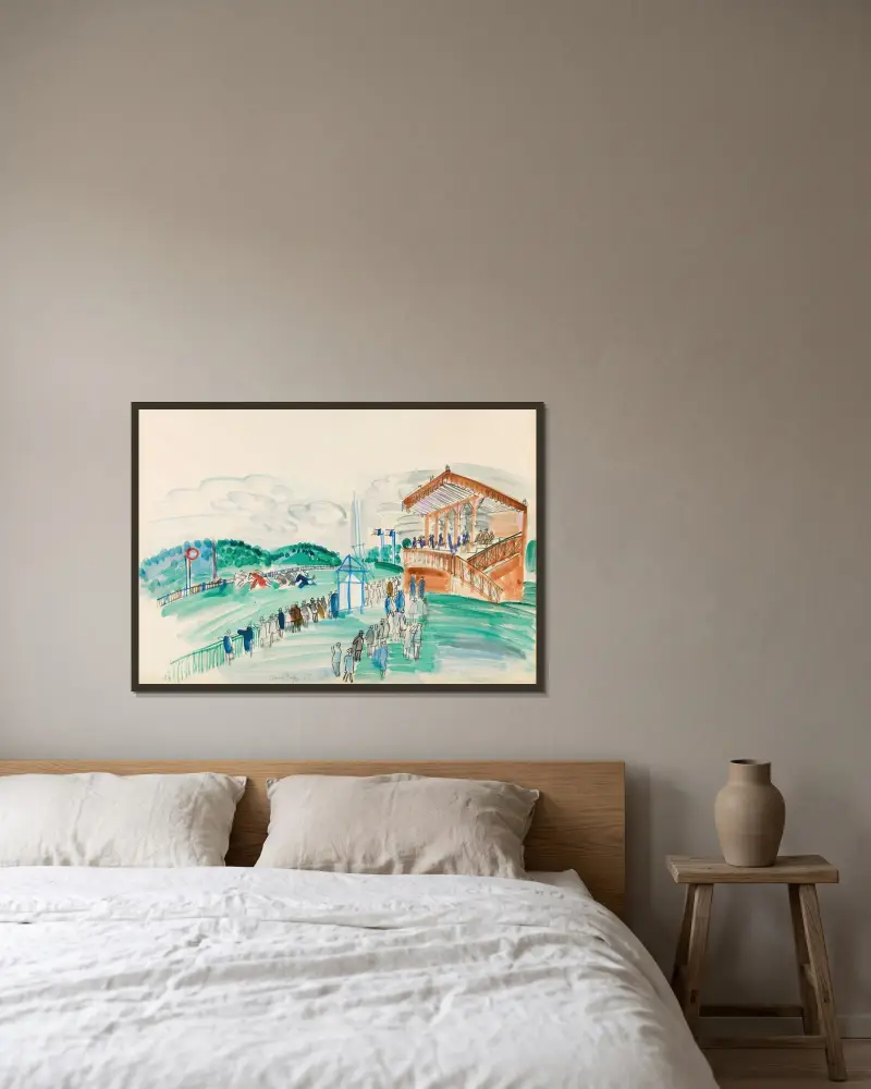Avfärden vid Saint-Cloud av Raoul Dufy inramad på en vägg