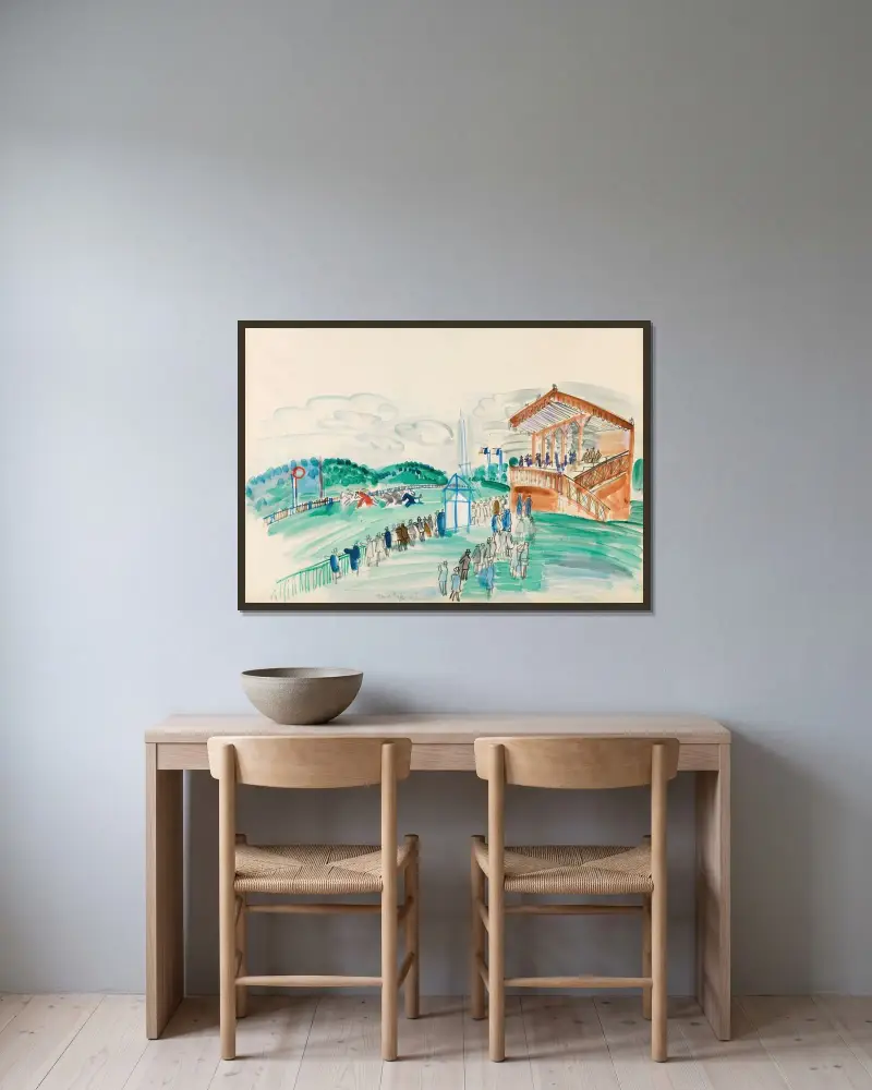 Avfärden vid Saint-Cloud av Raoul Dufy inramad på en vägg