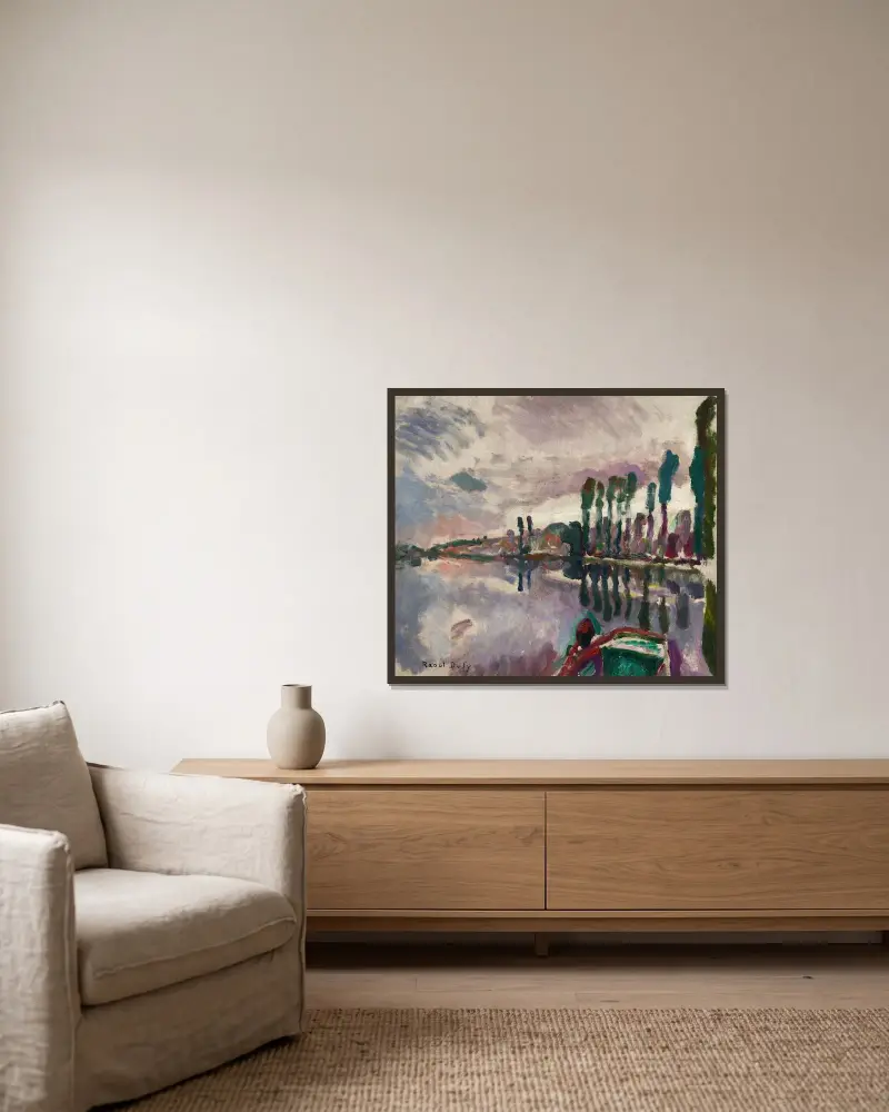 Le Loir à Durtal av Raoul Dufy inramad på en vägg