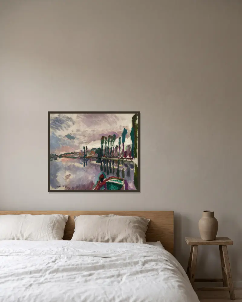 Le Loir à Durtal av Raoul Dufy inramad på en vägg