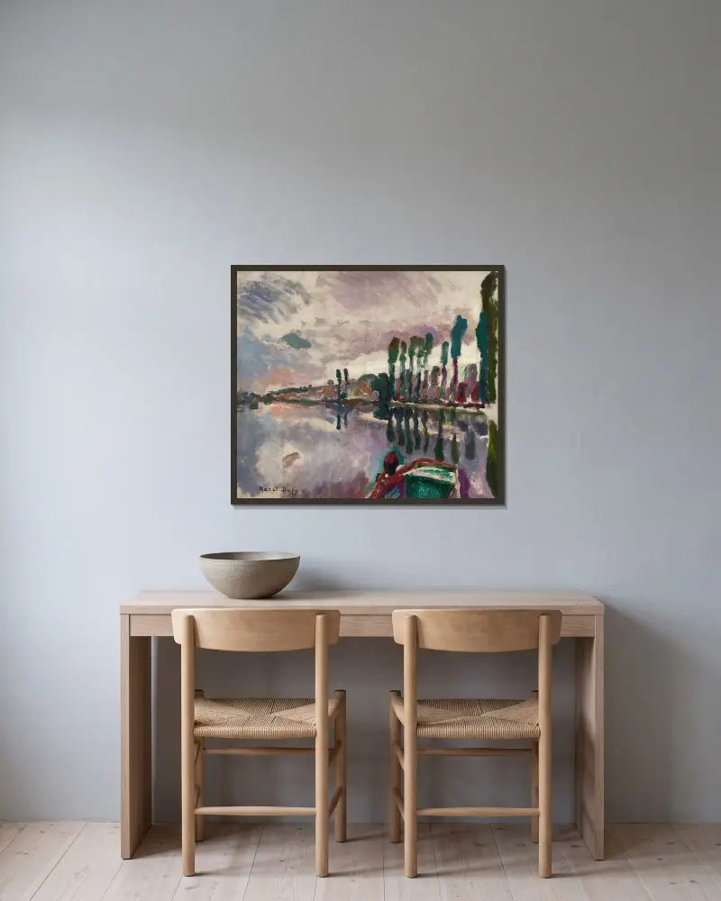Le Loir à Durtal av Raoul Dufy inramad på en vägg