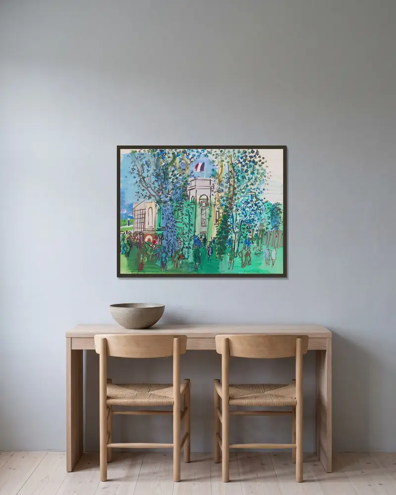 Vägningen i Deauville av Raoul Dufy inramad på en vägg