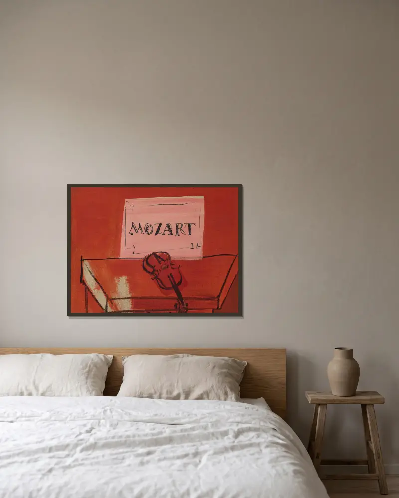Le petit Mozart av Raoul Dufy inramad på en vägg