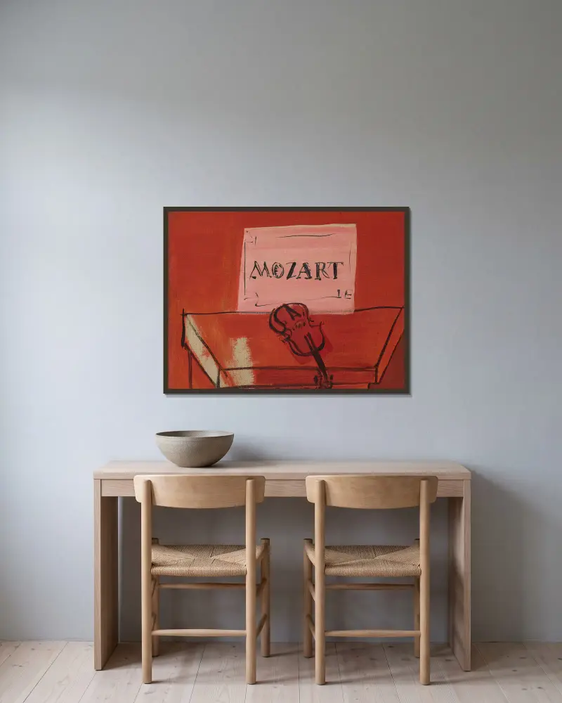 Le petit Mozart av Raoul Dufy inramad på en vägg