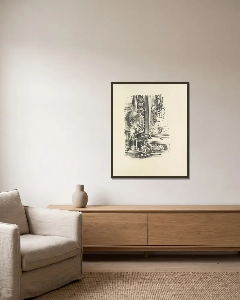 Den mördade poeten pl. 01 av Raoul Dufy inramad på en vägg