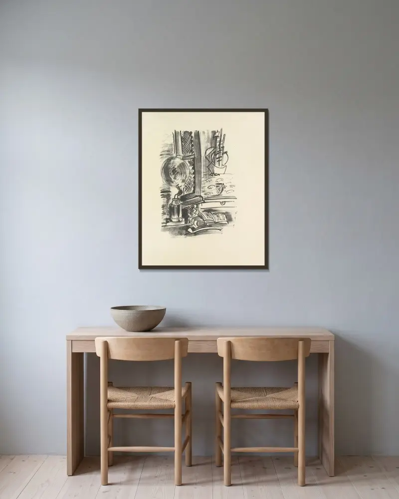 Den mördade poeten pl. 01 av Raoul Dufy inramad på en vägg