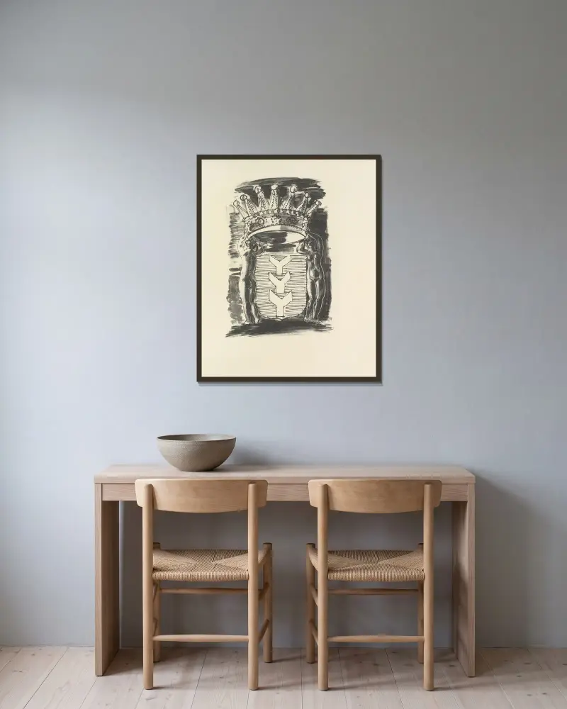 Den mördade poeten Pl.04 av Raoul Dufy inramad på en vägg