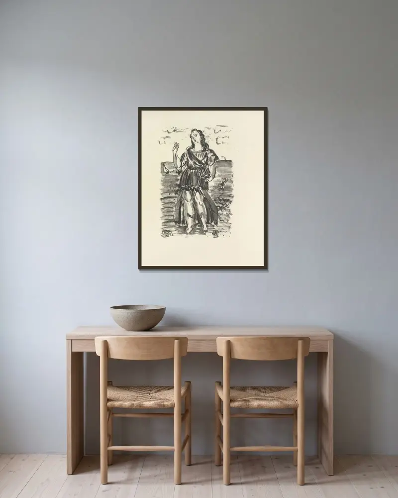 Den mördade poeten, plansch 07 av Raoul Dufy inramad på en vägg