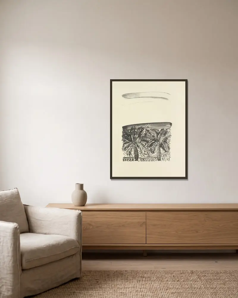 Den mördade poeten Pl.08 av Raoul Dufy inramad på en vägg