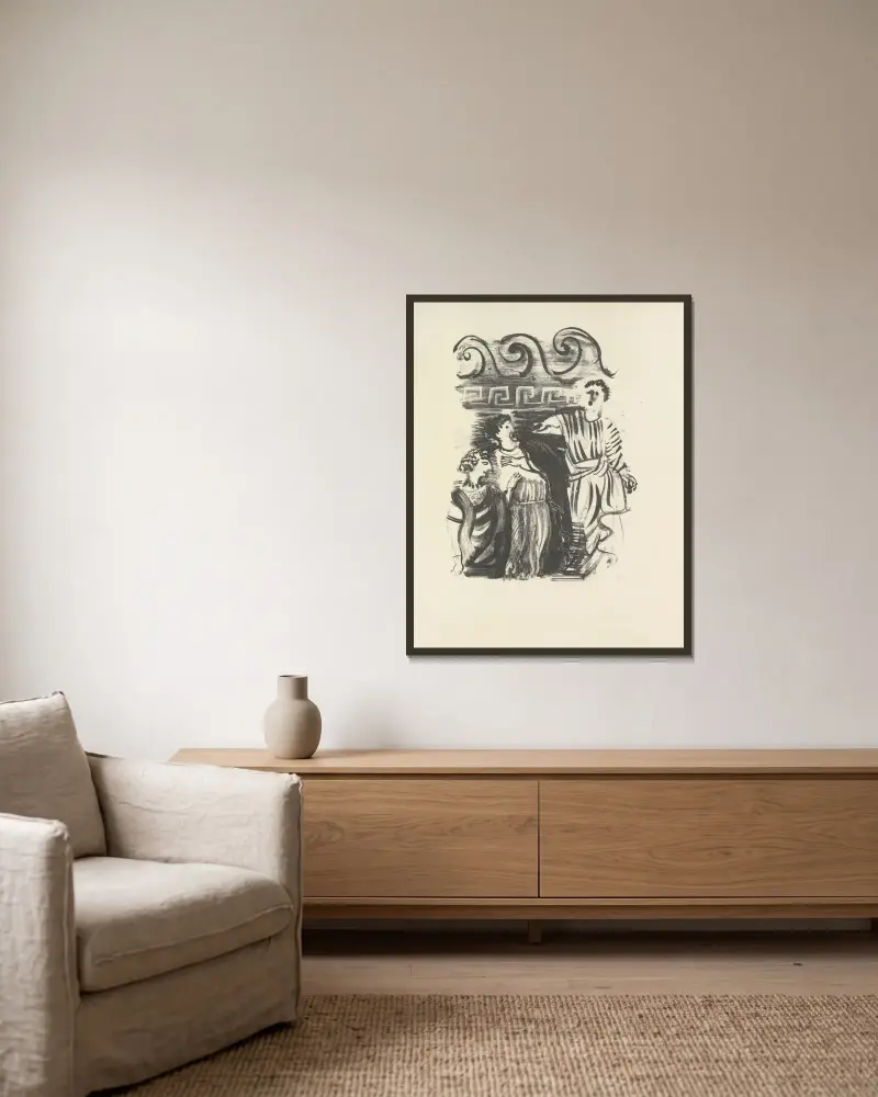 Den mördade poeten pl. 11 av Raoul Dufy inramad på en vägg