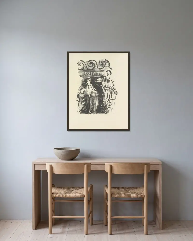 Den mördade poeten pl. 11 av Raoul Dufy inramad på en vägg