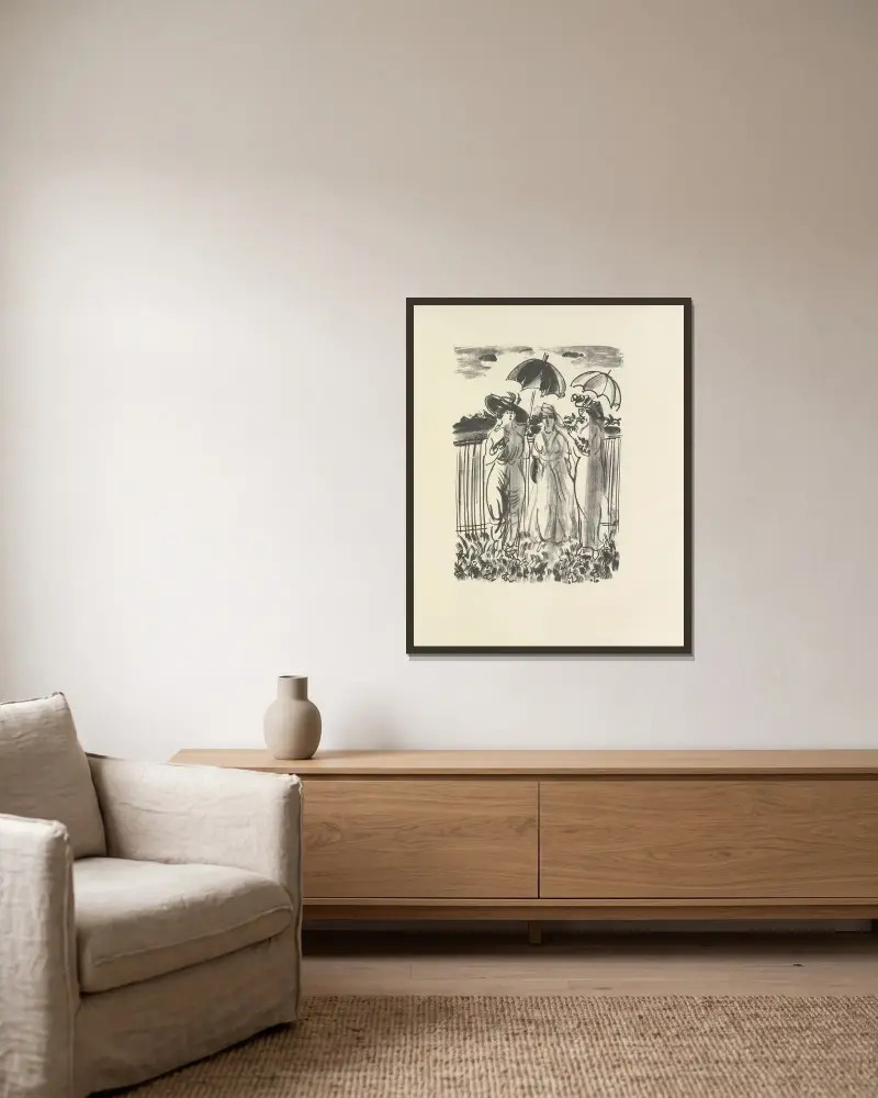 Den mördade poeten Pl.13 av Raoul Dufy inramad på en vägg