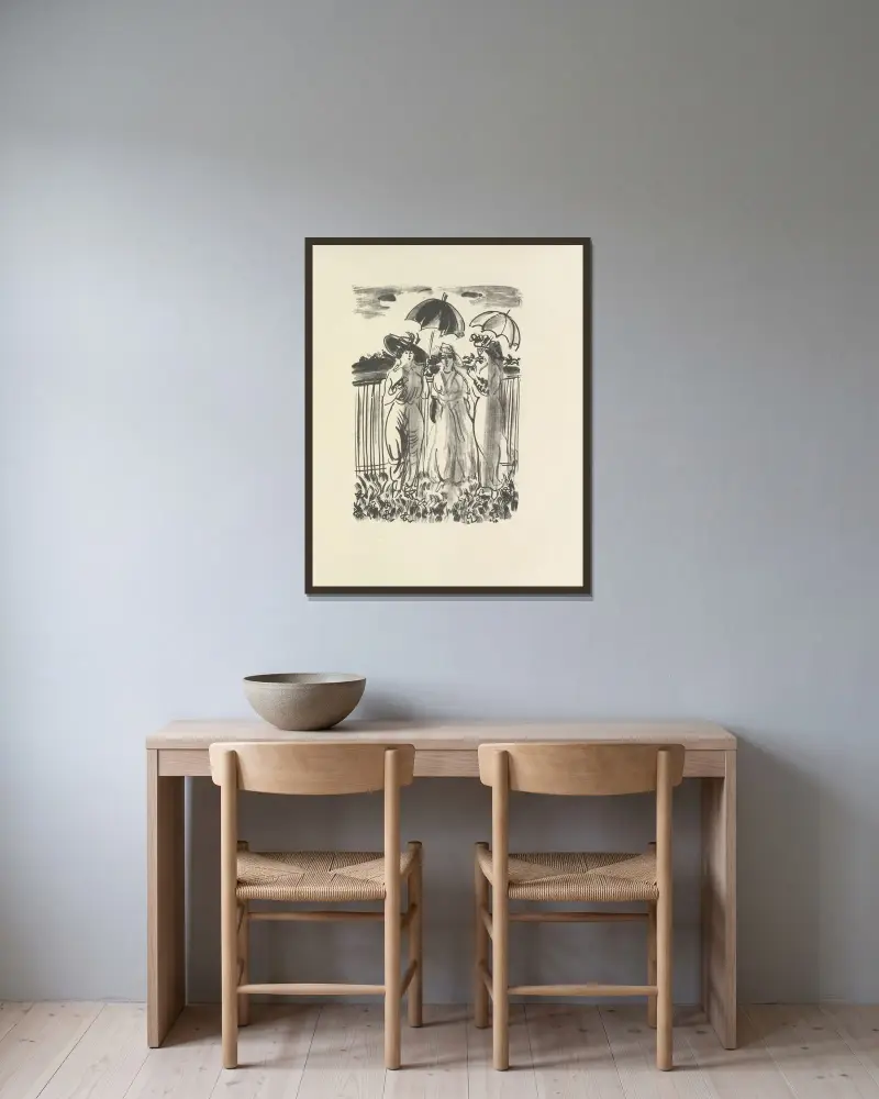 Den mördade poeten Pl.13 av Raoul Dufy inramad på en vägg