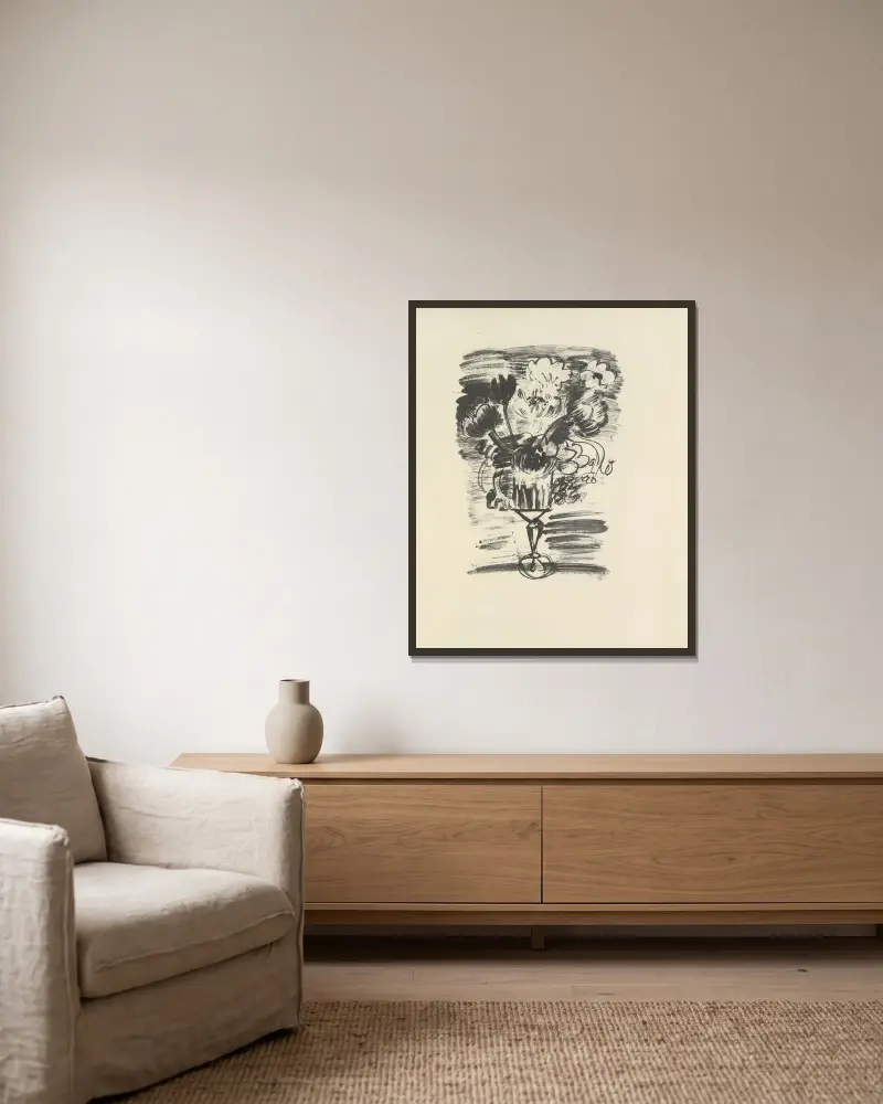 Den mördade poeten pl. 15 av Raoul Dufy inramad på en vägg