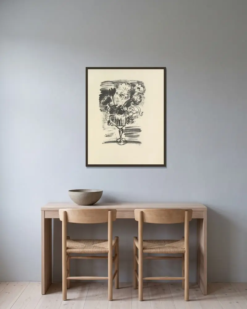 Den mördade poeten pl. 15 av Raoul Dufy inramad på en vägg