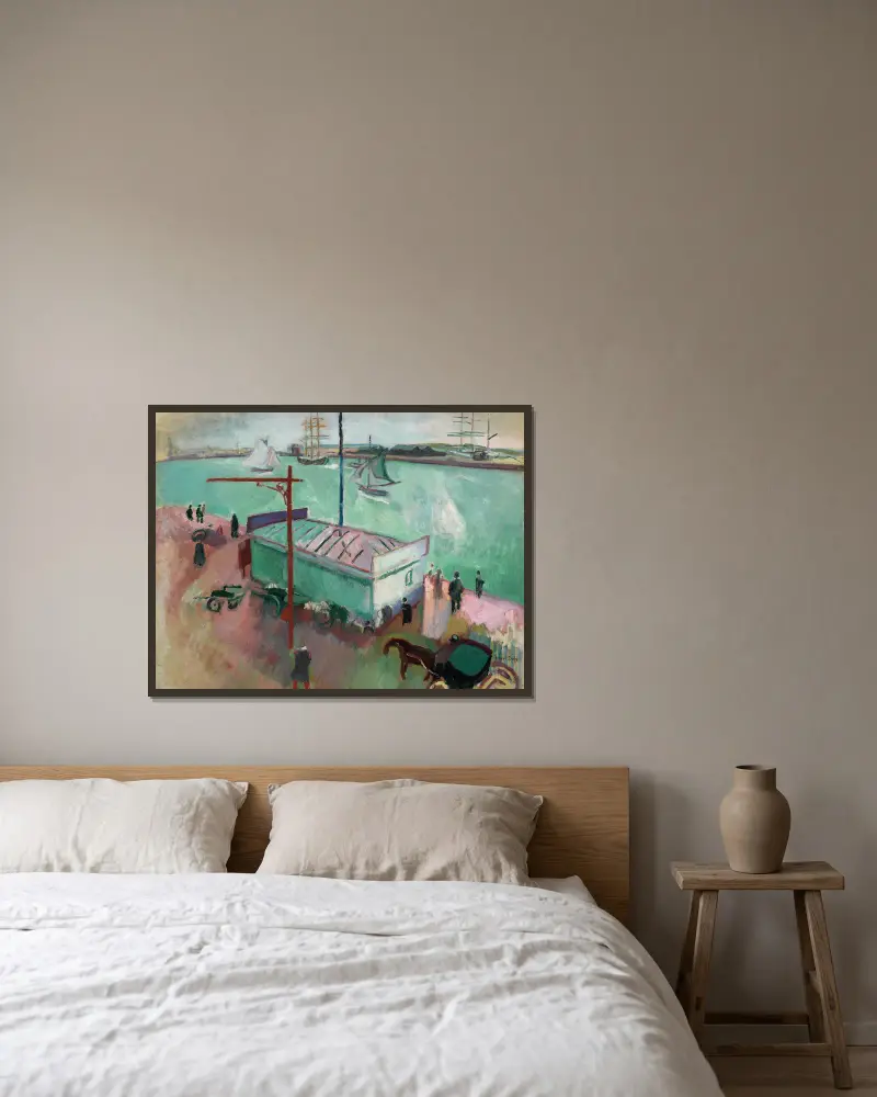 Le Port du Havre av Raoul Dufy inramad på en vägg