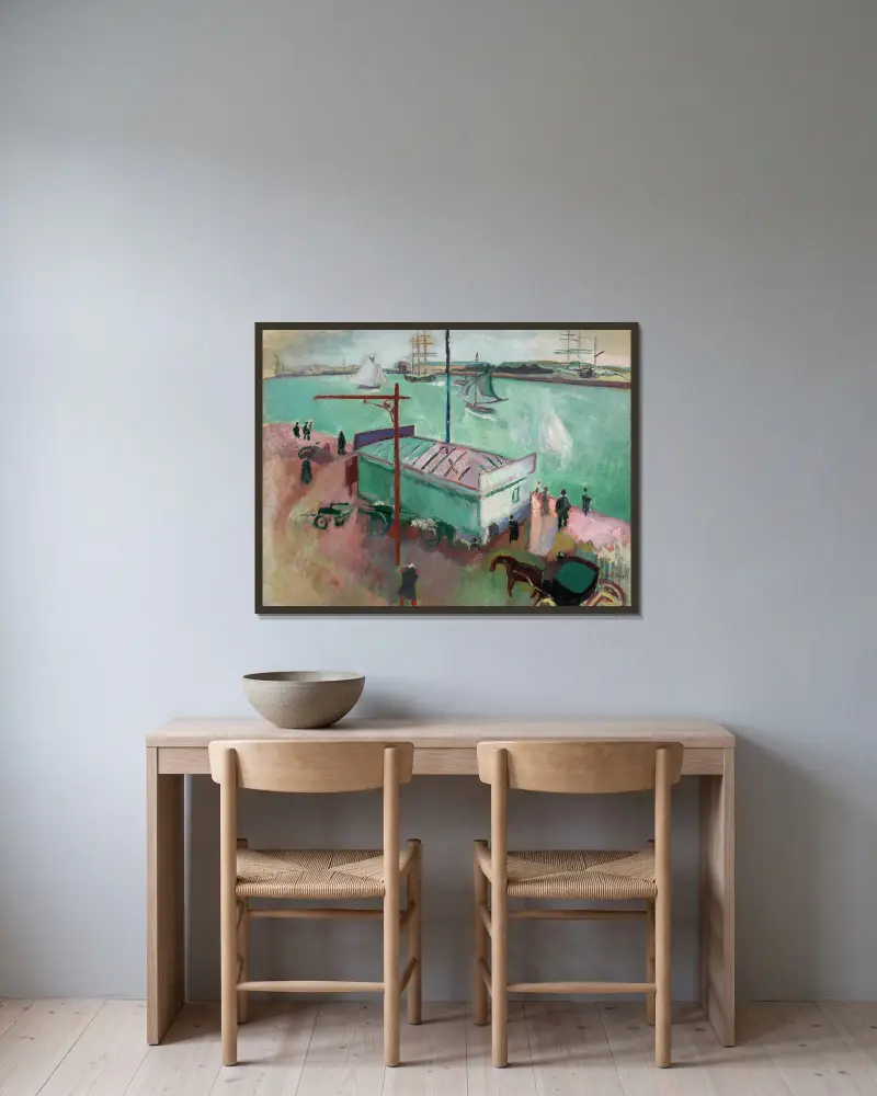 Le Port du Havre av Raoul Dufy inramad på en vägg