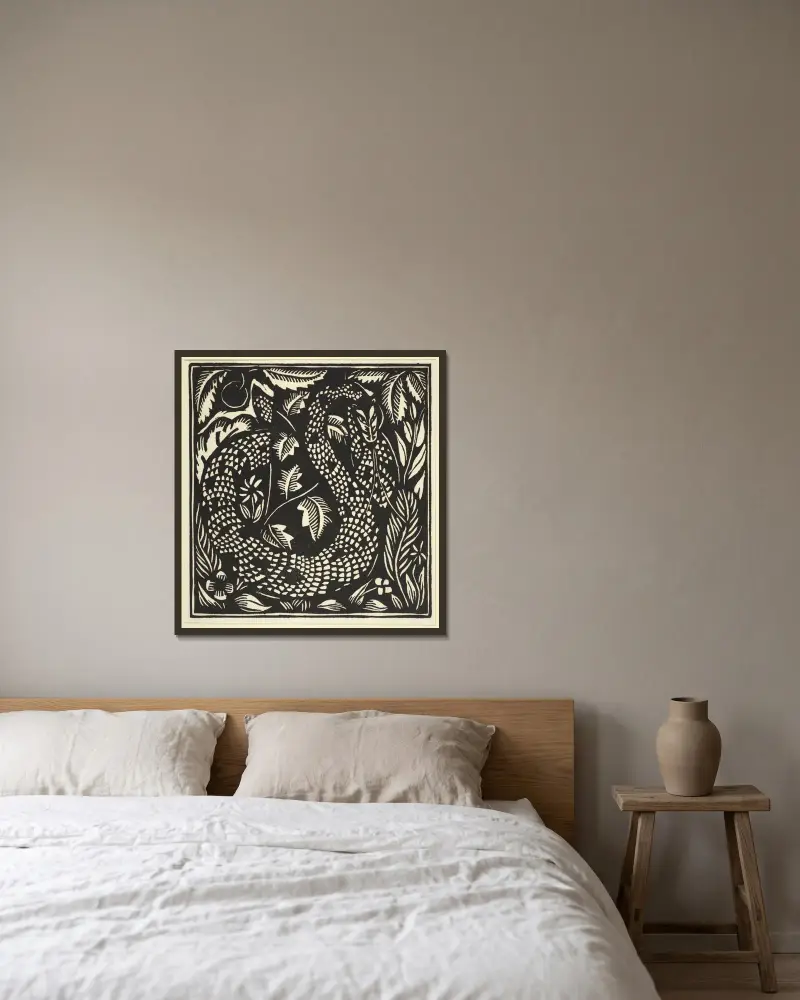 Le serpent (Ormen) av Raoul Dufy inramad på en vägg