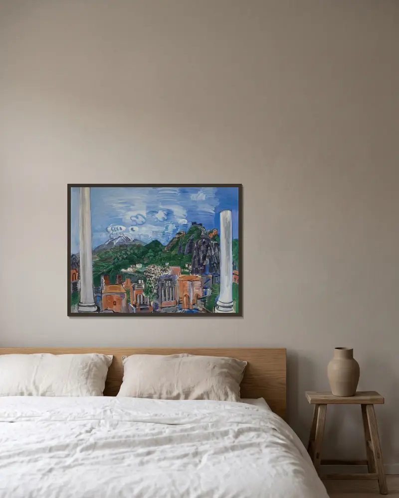 Den antika teatern i Taormina av Raoul Dufy inramad på en vägg