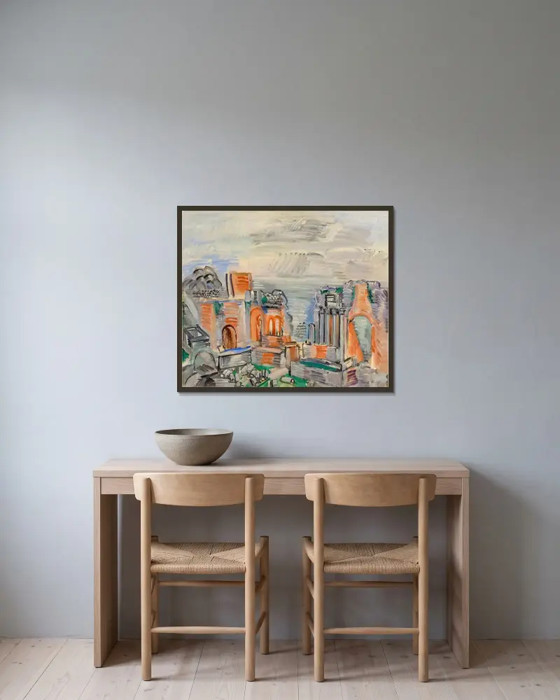 Den grekiska teatern i Taormina av Raoul Dufy inramad på en vägg