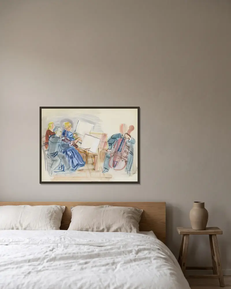Le Trio Casals av Raoul Dufy inramad på en vägg