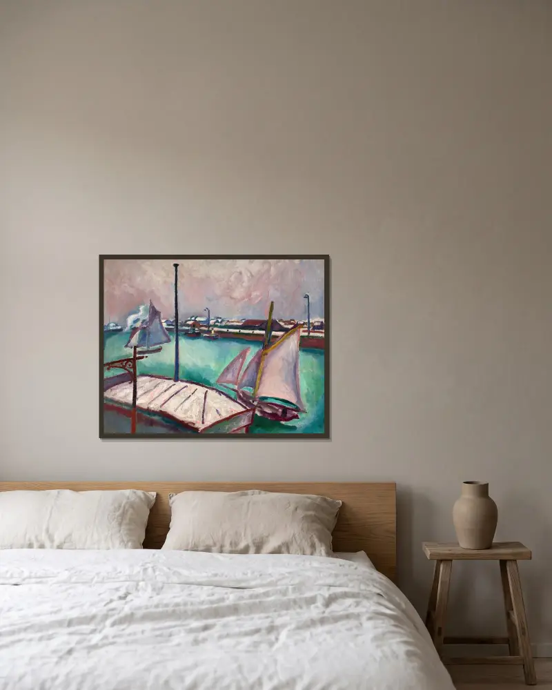 Båtarna av Raoul Dufy inramad på en vägg