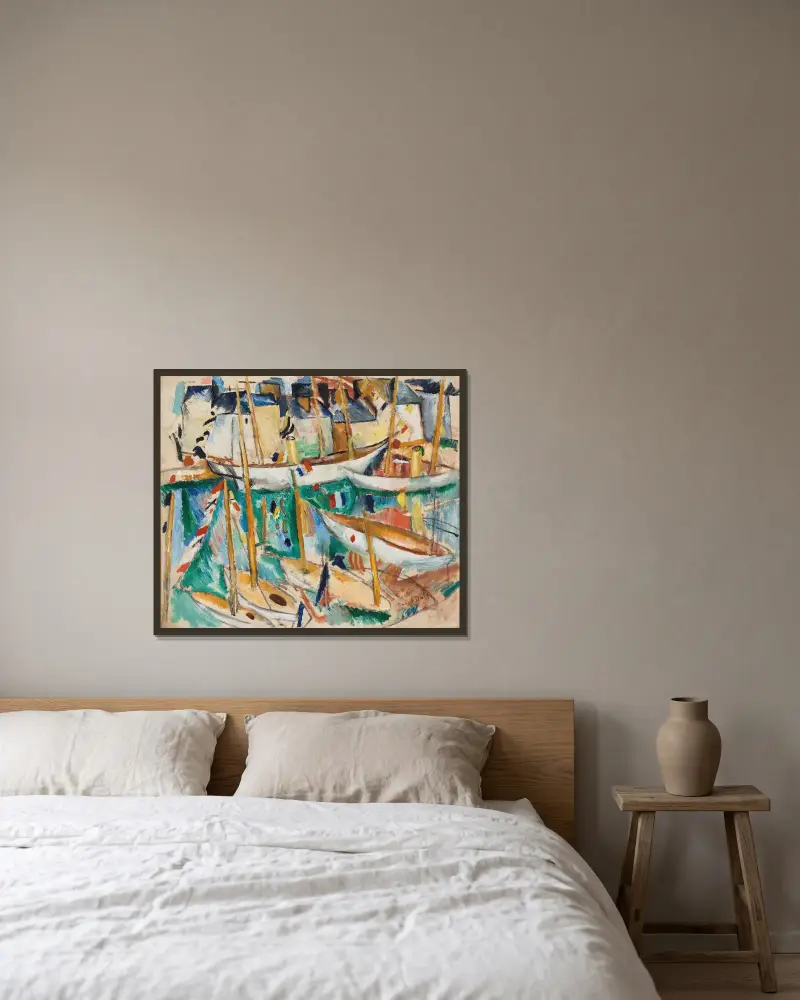 Båtarna av Raoul Dufy inramad på en vägg