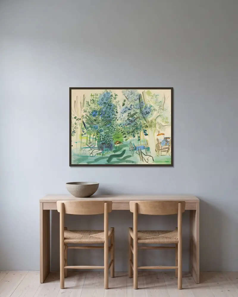 Kärrorna i Montsaunès av Raoul Dufy inramad på en vägg